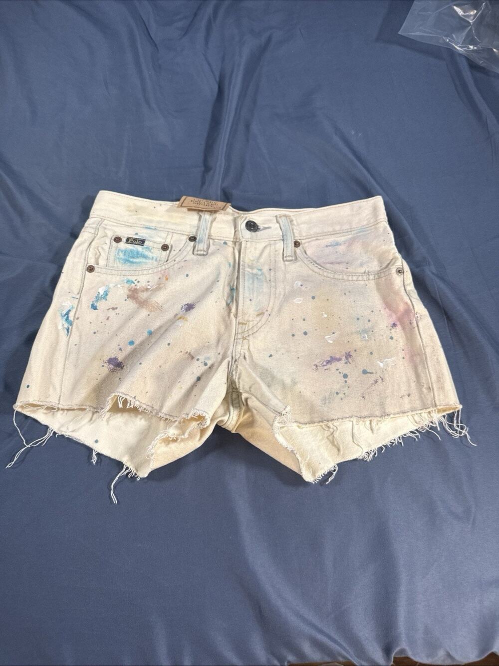Polo Ralph Lauren The Crosby Relaxed Distressed Painted Denim Short Wmn's SZ 25